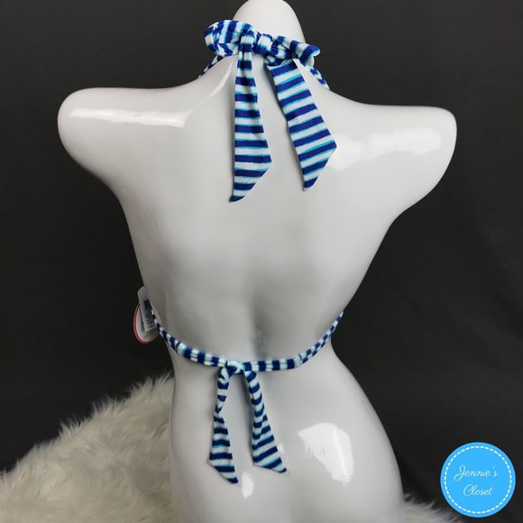 Profile Blush Gottex Navy Stripe Halter Bikini Top - Picture 9 of 16